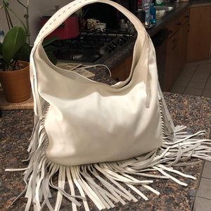 Vince Camuto White Fringe Shoulder Bag